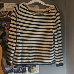 Black and white striped cropped sweater